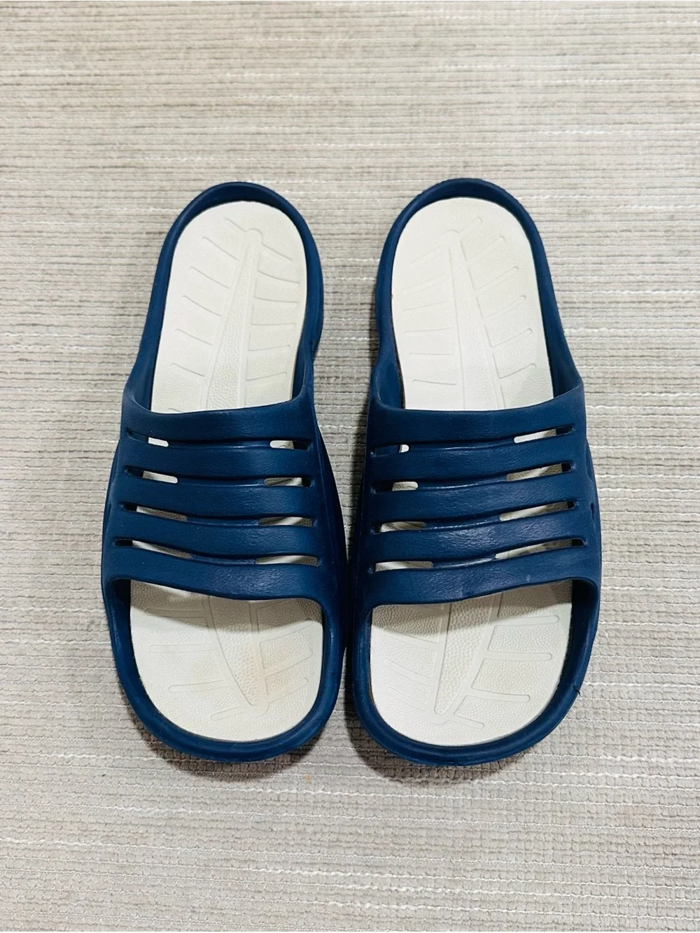 Vintage Nike Slides Y2K Navy Blue Grey Yellow Swoosh Men's 9 / Women's 11 Rare